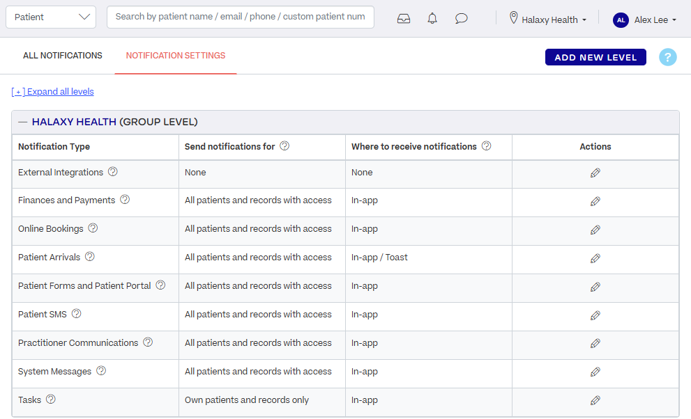 The Notification and Inbound Message Settings page, Delivery Settings tab